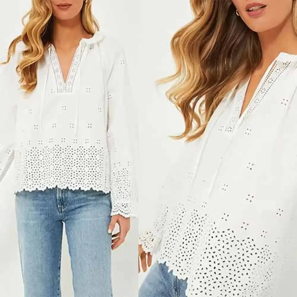 NWT Ulla Johnson Alora Longsleeve Eyelet Embroidered Blouse Top White Size: 10